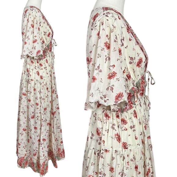 Free People Lysette Maxi Dress in Tea Combo Large Bohemian Gypsy Indian Cotton - Picture 12 of 16